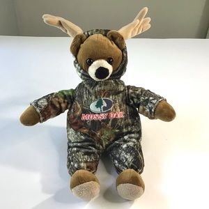 Bass Pro Mossy Oak Bear Stuffed Plush Camouflage Antlers Costume Deer Hunter